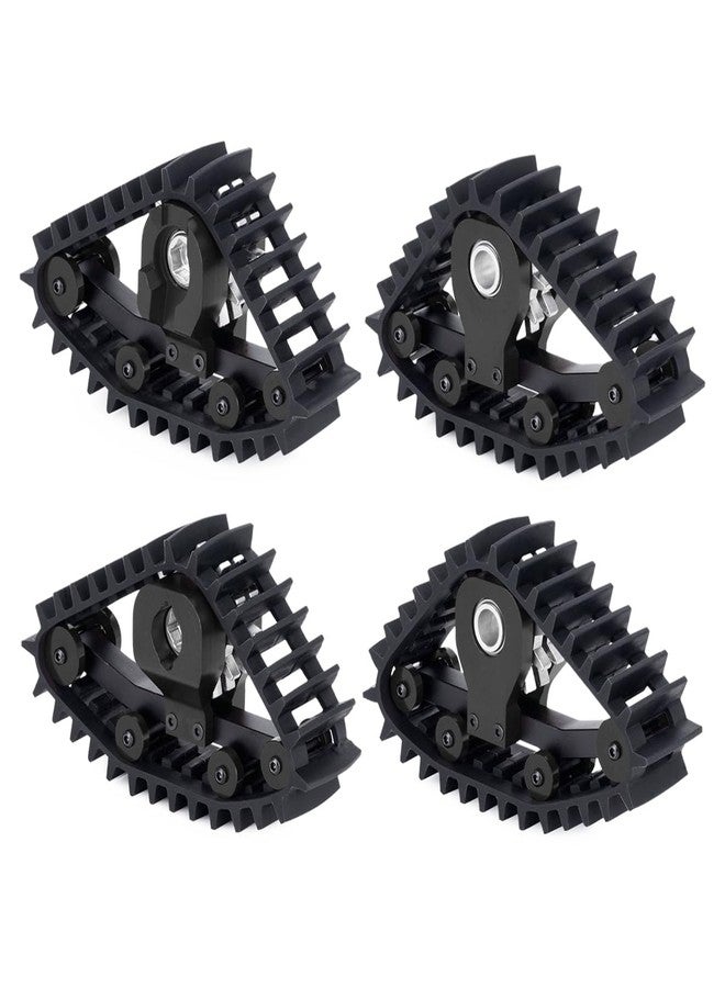 YSKMLOLP TRX4M Track Wheels Snow Tires,Snow Tires Sets Simulate Carload Tracks Wheel Sandmobile Conversion 4Pcs for 1/18 RC Crawler Car TRX-4M Accessory Parts (Black) - Image 1